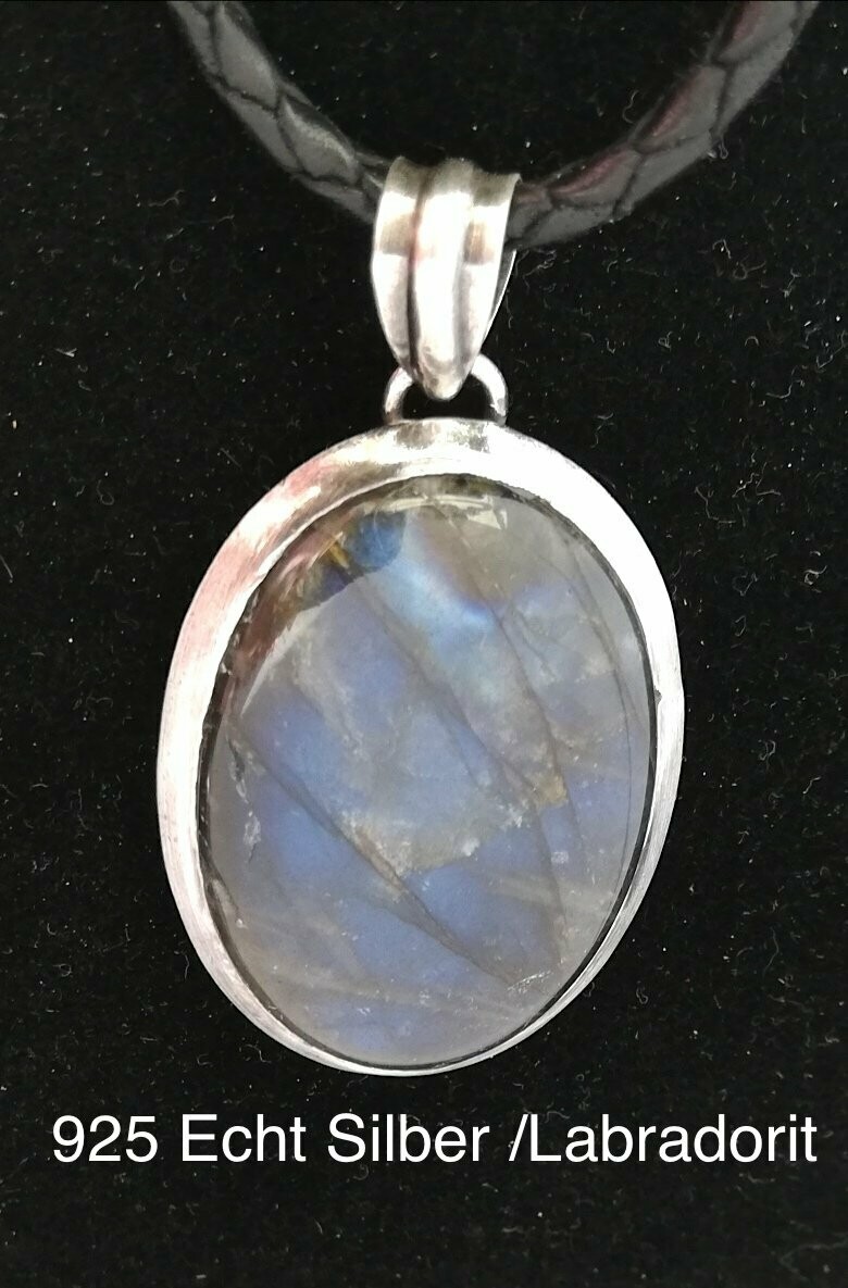 Echt Stein Anhänger, 925 Sterling Silber,  Labradorit