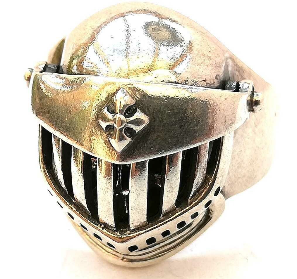 Ritterhelm mit Totenkopf, 3 teilig handgemacht, Echt Silber