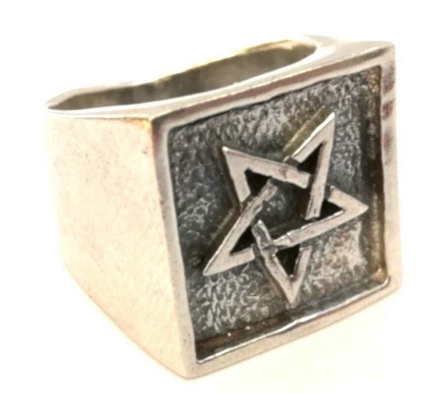 Pentagram, Ring, massiv Silber, Echt Silber 925