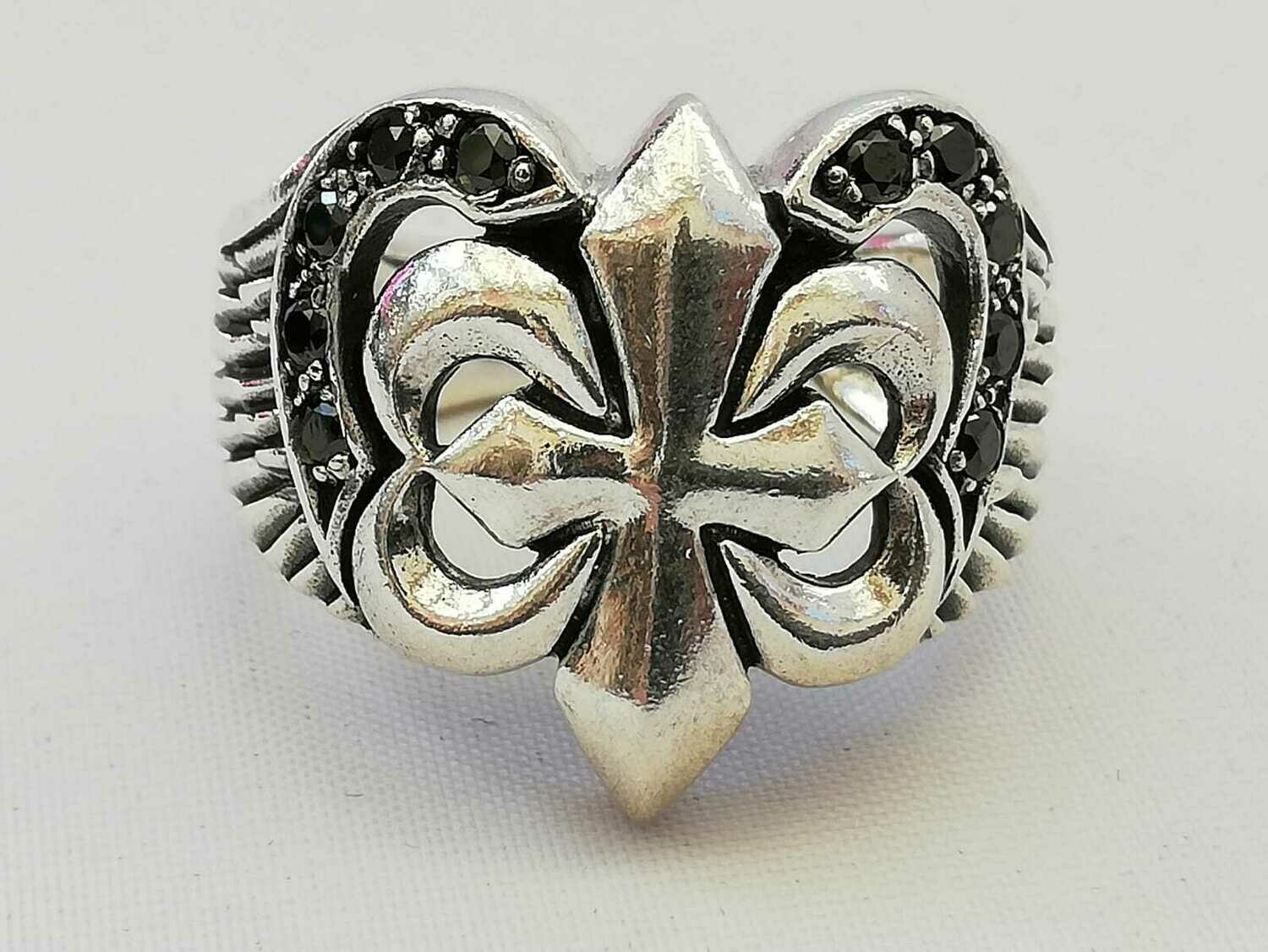 Französische Lilie (Fleur de Lis, heraldische Lilie) Echt Silber (925 ) Ring