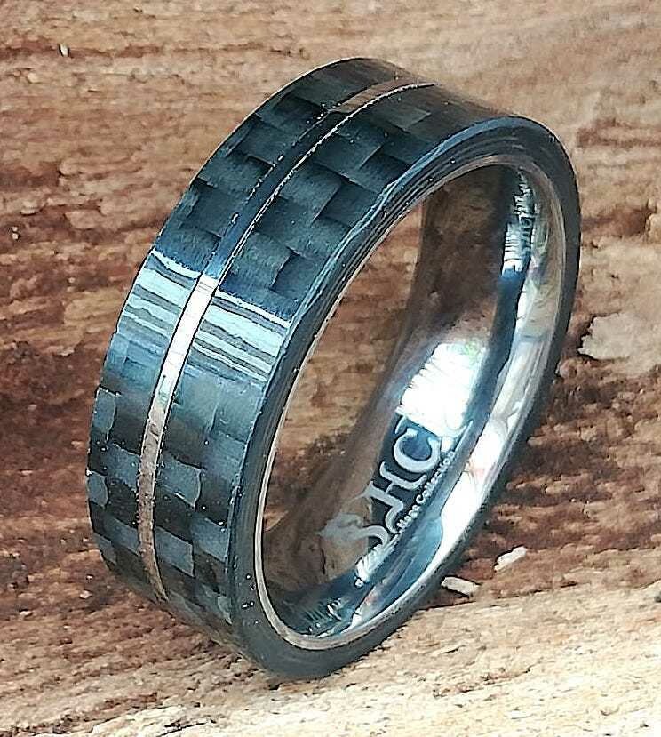 Tungsten, Wolfram-Carbid Ring mit Karbon Overlay