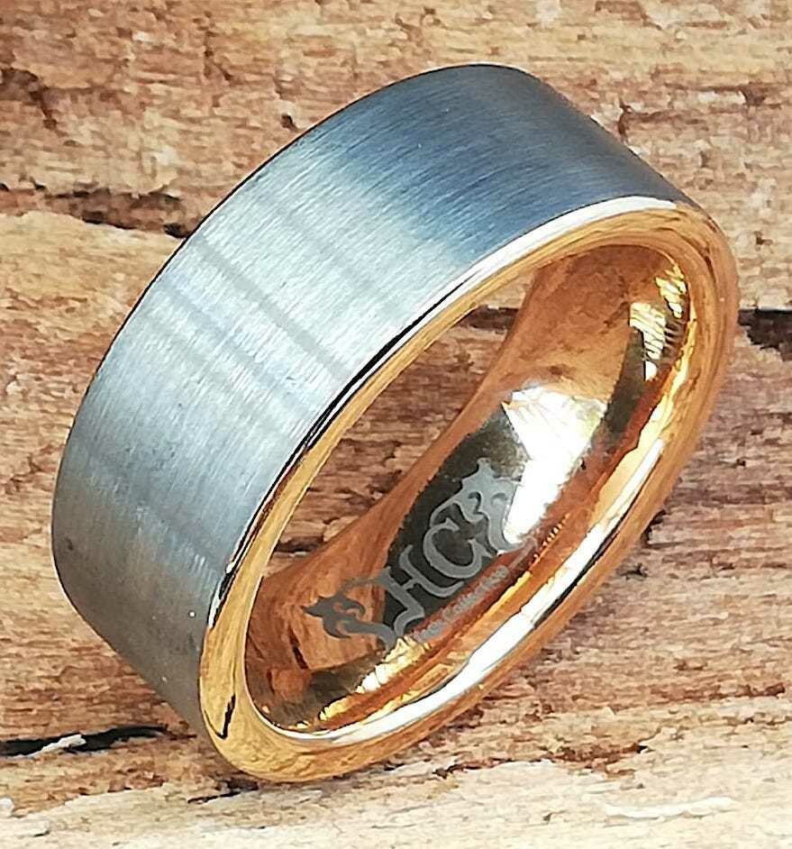 Tungsten, Wolfram-Carbid Ring, matt gebürstet  in Rosegold hochpoliert