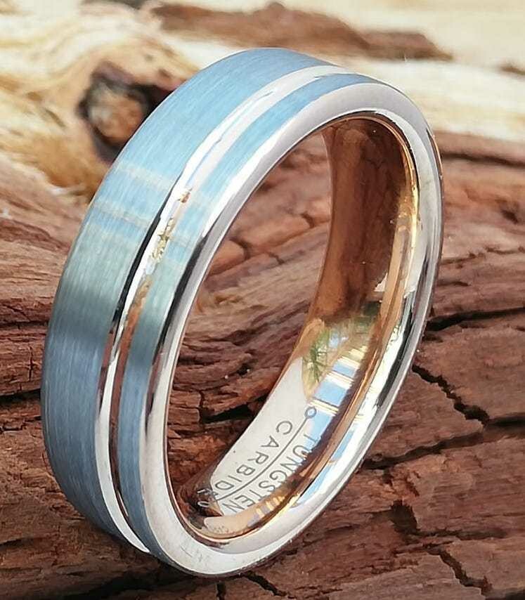 Tungsten, Wolfram-Carbid Ring, matt , Rosegold hochpoliert
