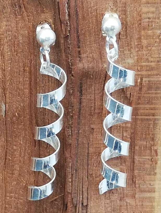 Spiral Designer Ohrringe, handgefertigt in Mexico, 925 Sterling Silber, Paarpreis