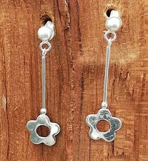 Fliegende Blumen Designer Ohrringe, handgefertigt in Mexico, 925 Sterling Silber, Paarpreis