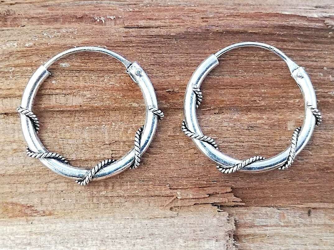 Echt Silber Creolen (925) 2mm x 15mm, Paarpreis