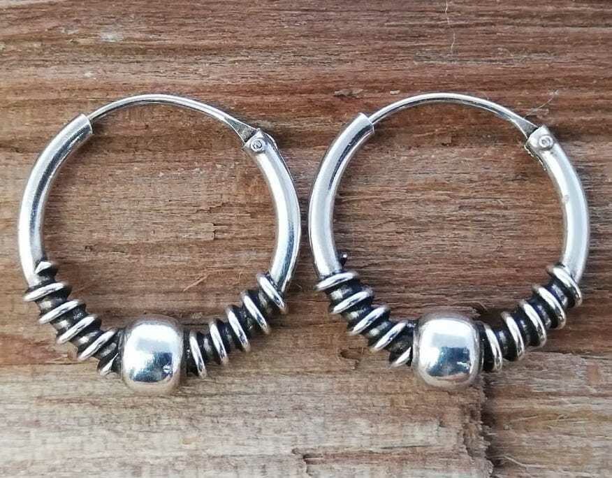 Echt Silber Creolen (925) 2mm x 15mm, Paarpreis