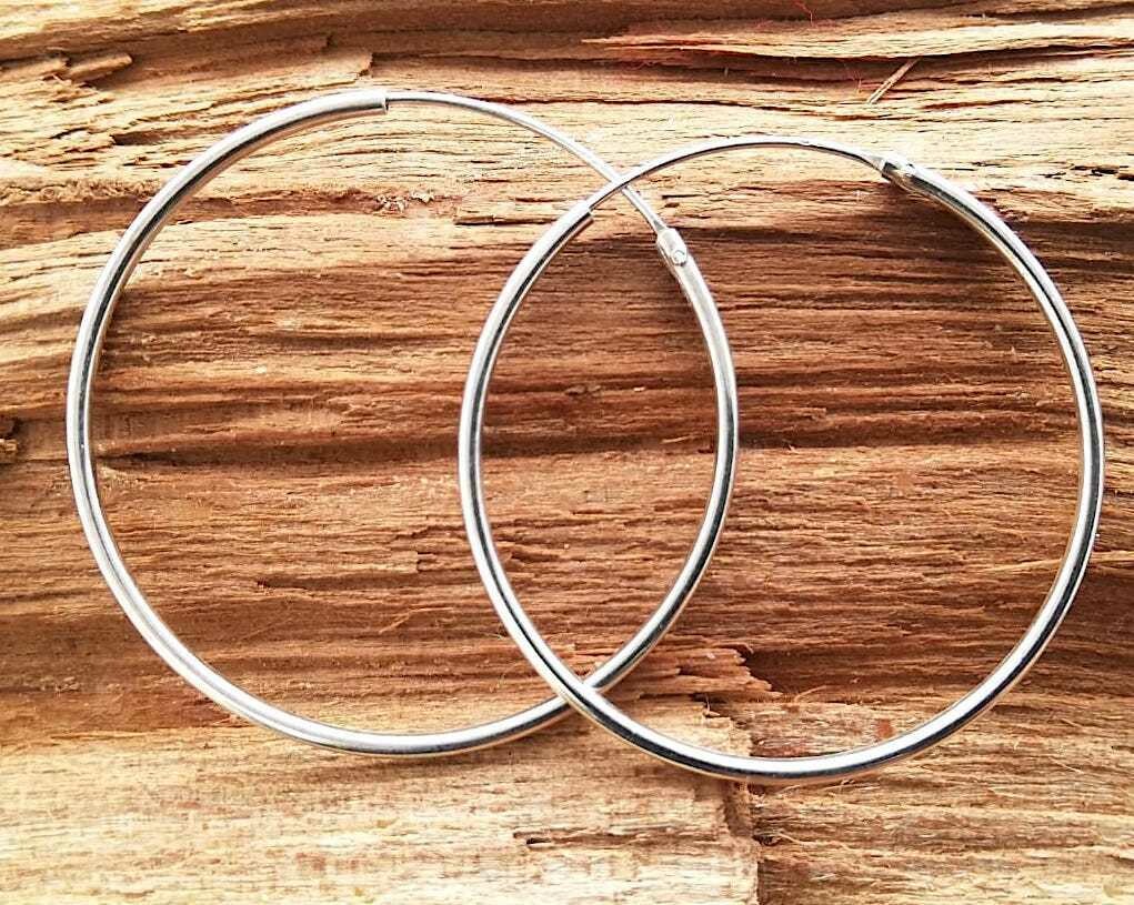 Echt Silber Creolen (925) 1,5mm x 32mm, Paarpreis