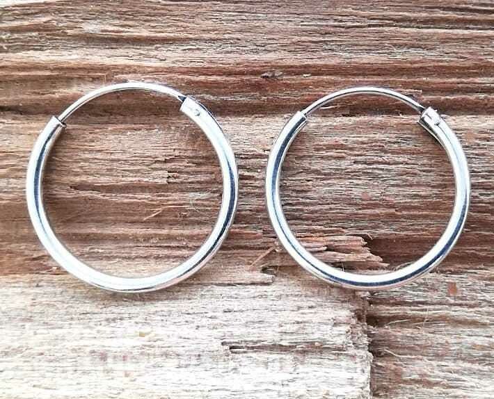 Echt Silber Creolen (925) 1,5mm x 15mm, Paarpreis