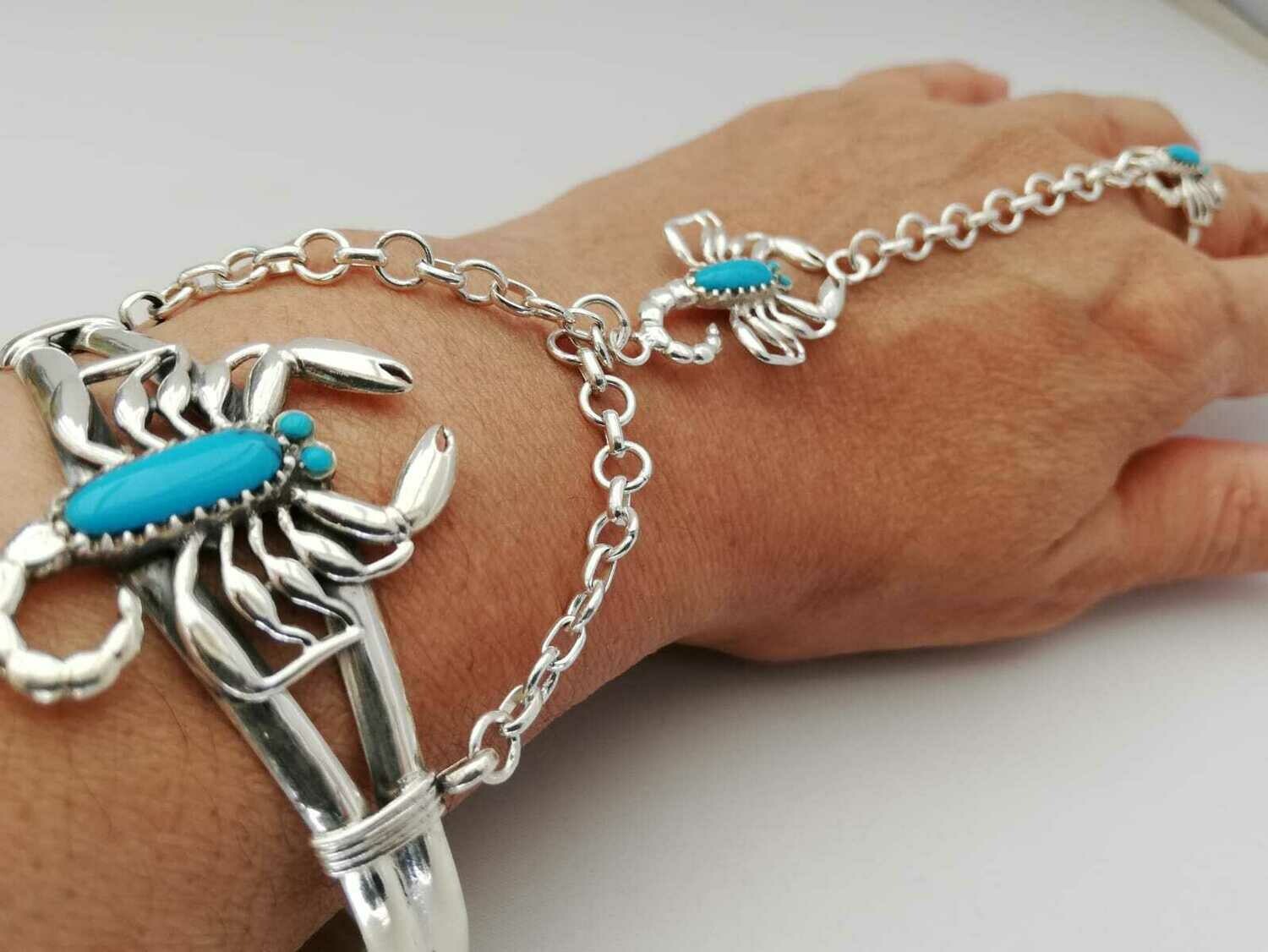 Modeschmuck Sklavenring Armband Boho Turkis Silber Armkette Sklavenarmband