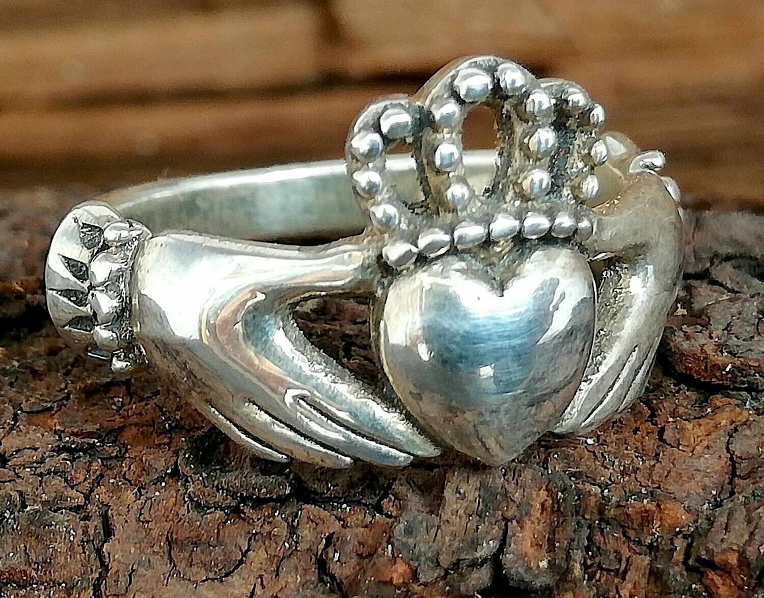 Keltischer Claddagh Ring, Echt Silber (925)