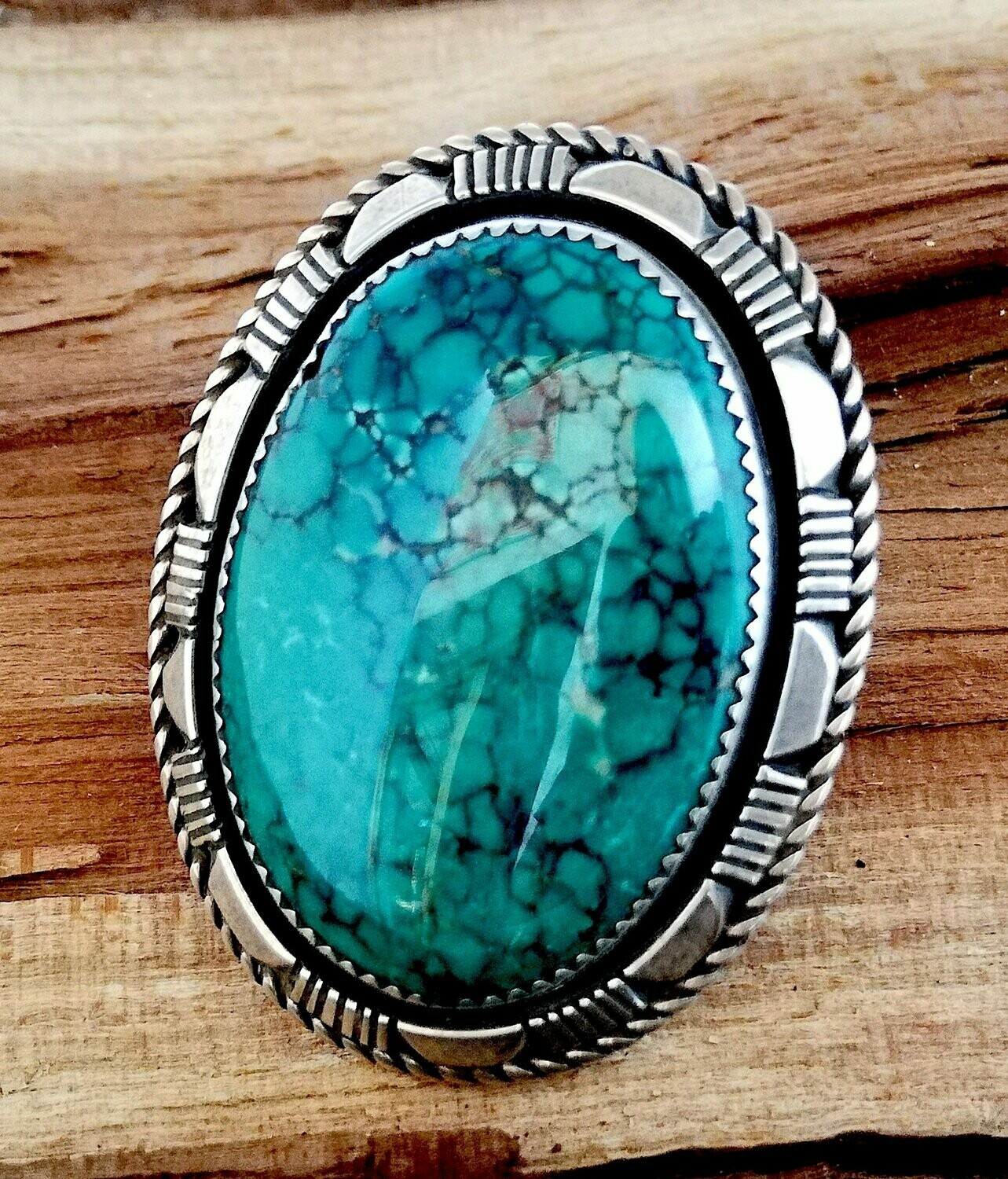 Original Navajo Unikat Ring, mit einem absoluten perfekten Cerrillos Türkis, Made in USA, Sterling Silber (925)