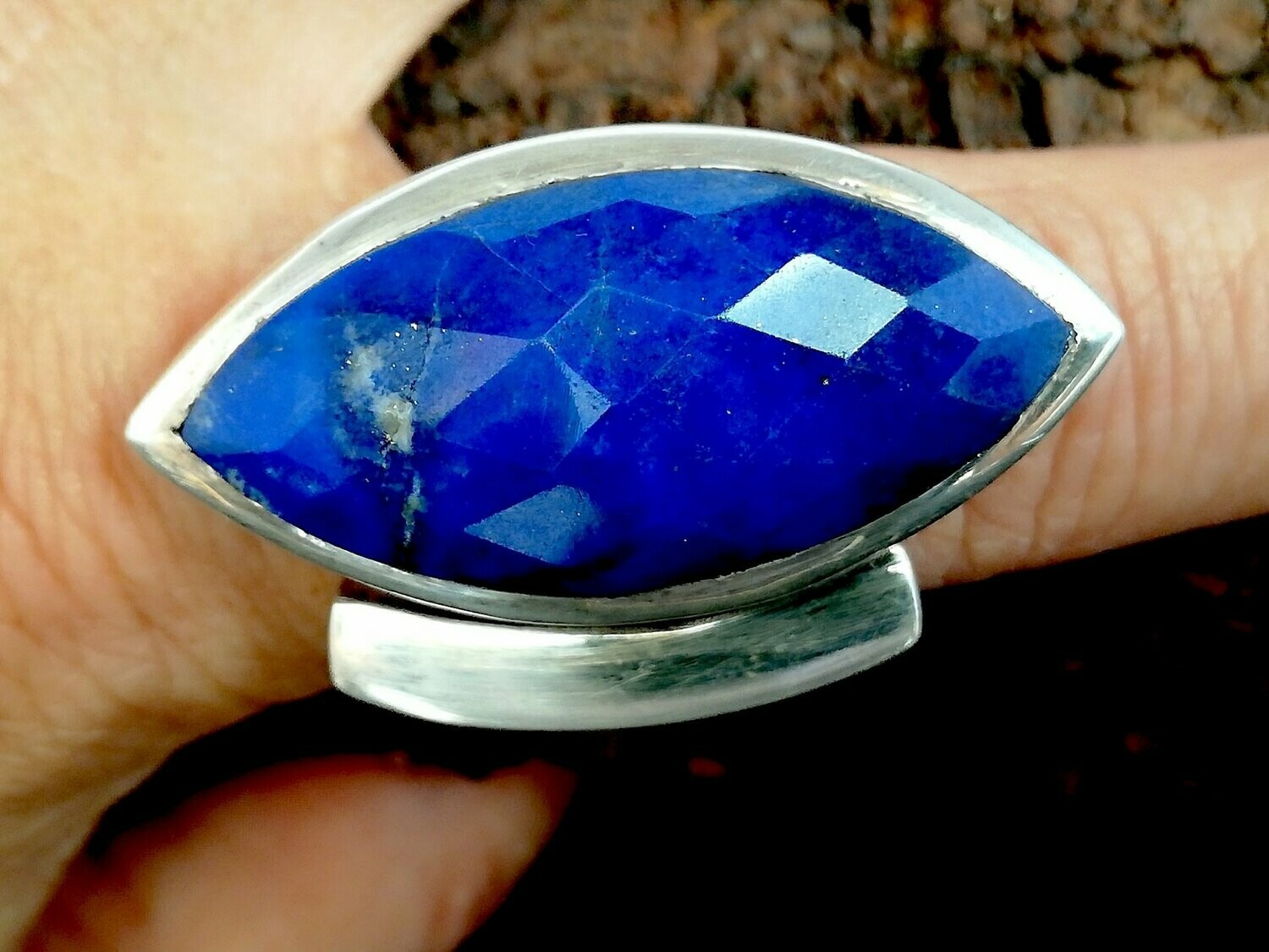 Lapis Lazuli Ring, Made in India, 925 Sterling Silber, schwer und massiv