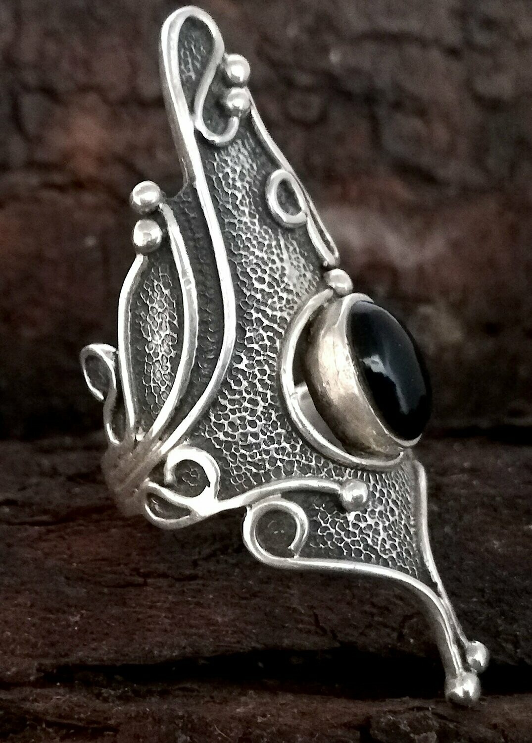 Lau Design Ring, mit schwarzem Onyx, 925 Sterling Silber