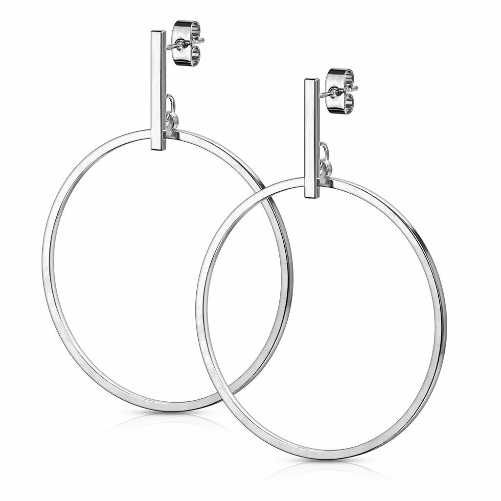 Bewegliche Creolen Ohrstecker, 316L Chirurgenstahl in Silber, Paarpreis