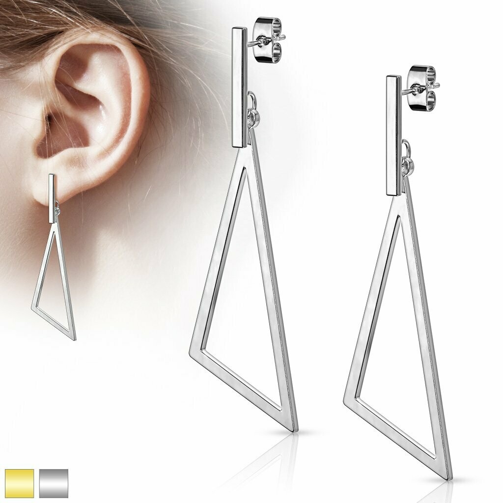 Dreieck Ohrringe aus Edelstahl , Ohrstecker, 316L Chirurgenstahl in Silber, Paarpreis