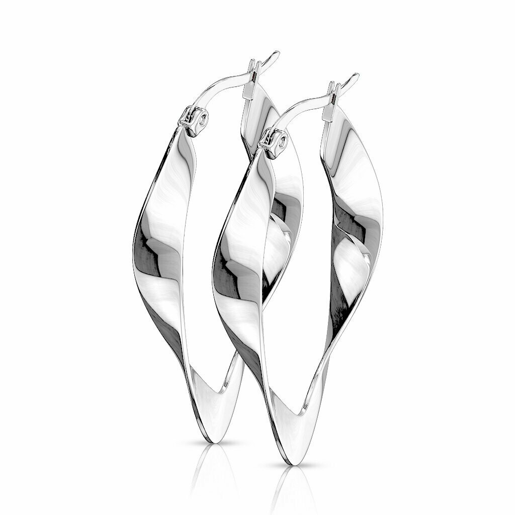 Creolen,oval, gedreht, 316L Chirurgenstahl in silber, Paarpreis