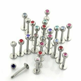 3 Stück Chirurgenstahl 316L, 1,2mm,  mit 3mm Stein, Sie kaufen ein Set mit 3 Stück !!