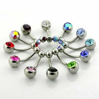 Titan Bauchnabel Banane, 1,6mm, mit 5mm und 8mm Kugel, Made in Germany