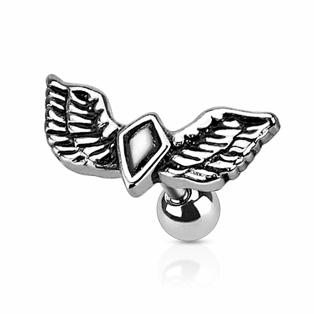 Geflügelter Stein Stecker für Tragus oder Helix
1,2 x 0,6 
316L Chirurgenstahl