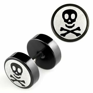 Totenkopf Fake Plugs, Ohrstecker, Paarpreis