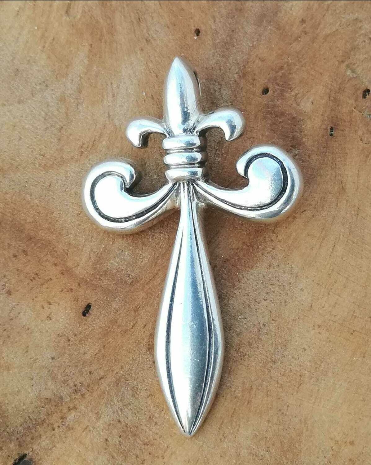 Französische Lilie oder Fleur-de-lis, Echt Silber 925 Anhänger
