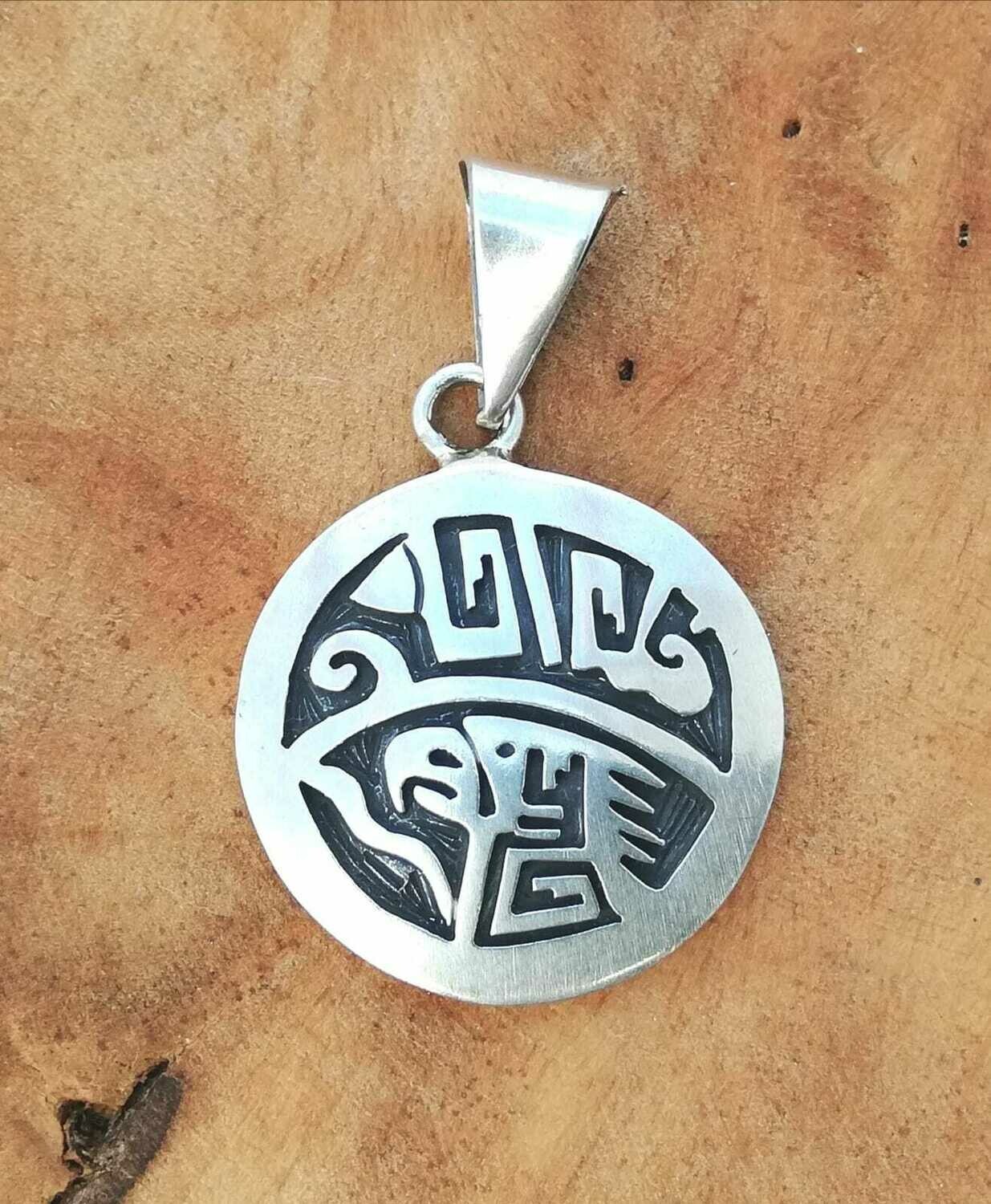 Indianischer Anhänger mit Adler und Welle, Echt Silber 925