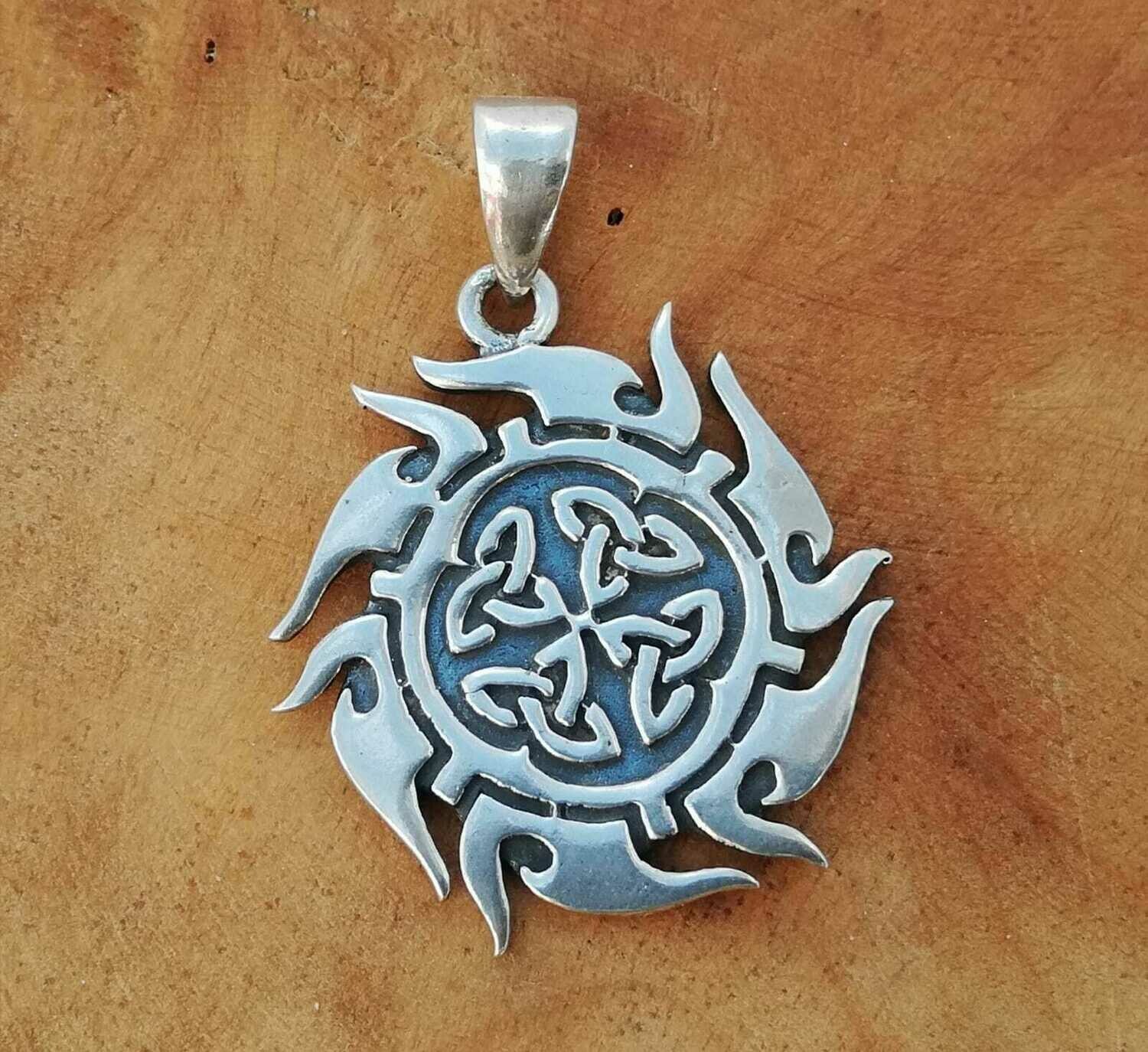 Keltischer Sonne, Echt Silber 925 Anhänger