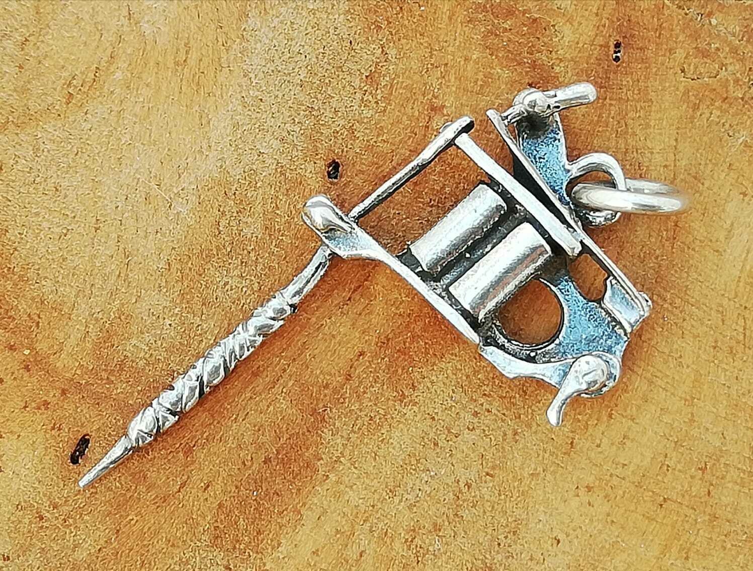 Tattoowier Maschine, Echt Silber 925 Anhänger