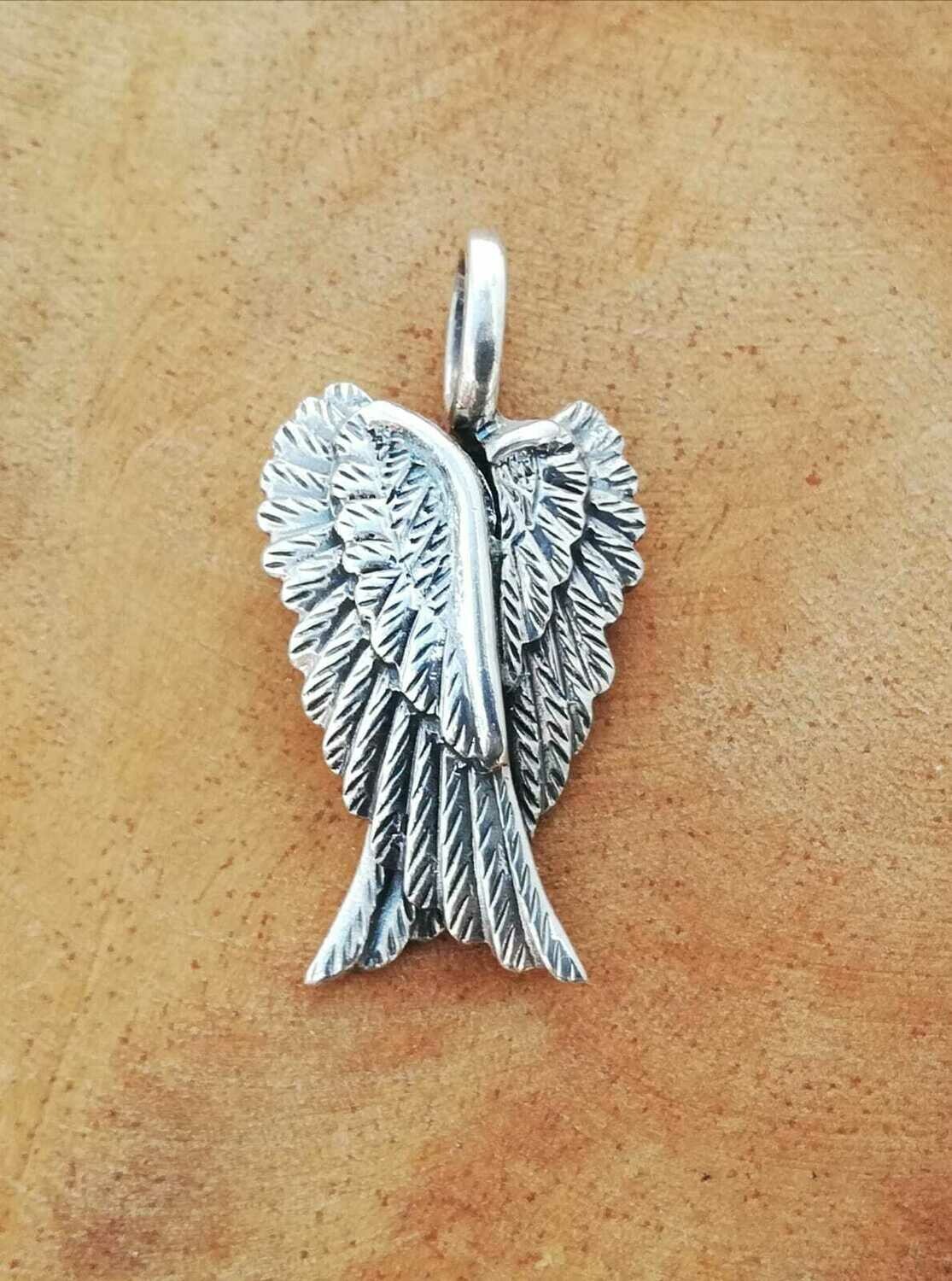 Doppelter Engel Flügel, Echt Silber 925 Anhänger