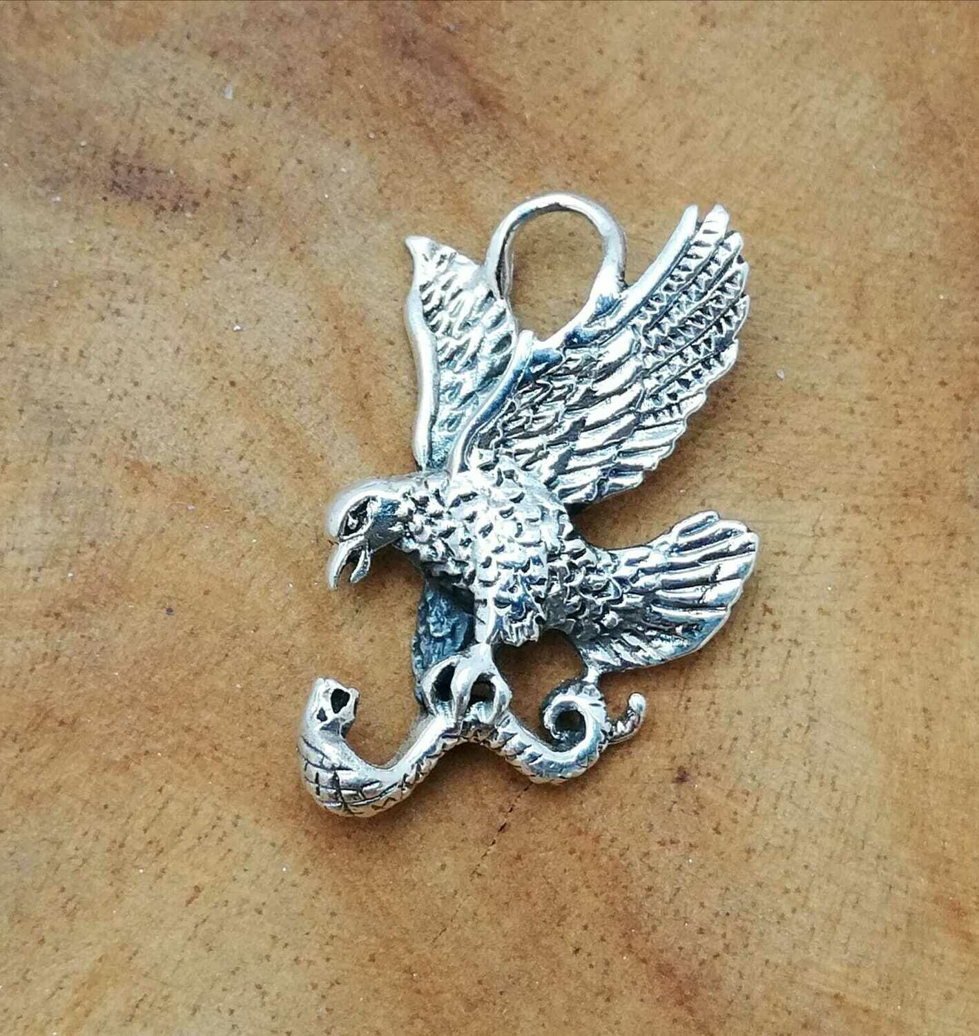 Adler mit Schlange (klein), Echt Silber 925 Anhänger