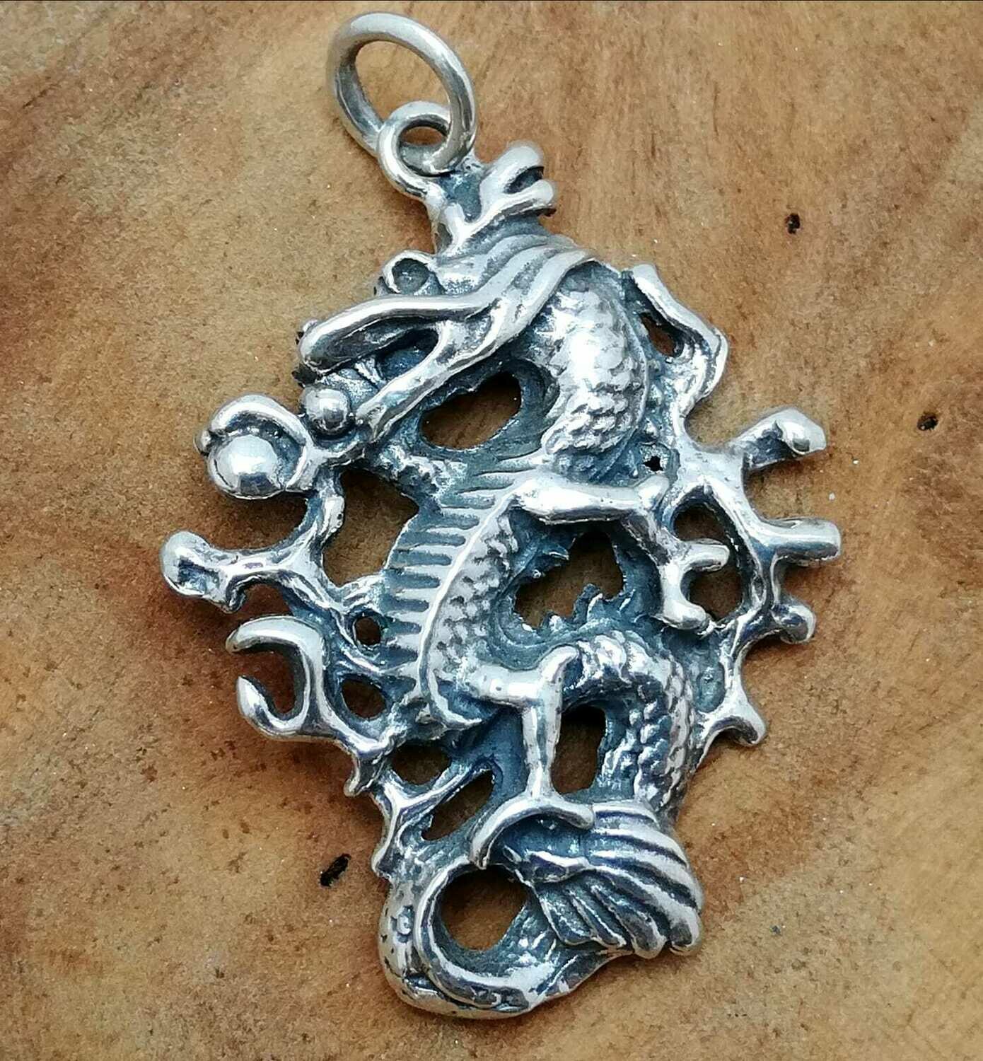 Fantasy Drache, Echt Silber 925 Anhänger