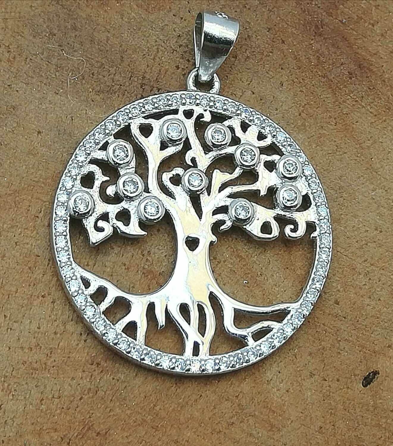 Lebensbaum Echt Silber mit Zirkonia Steinen