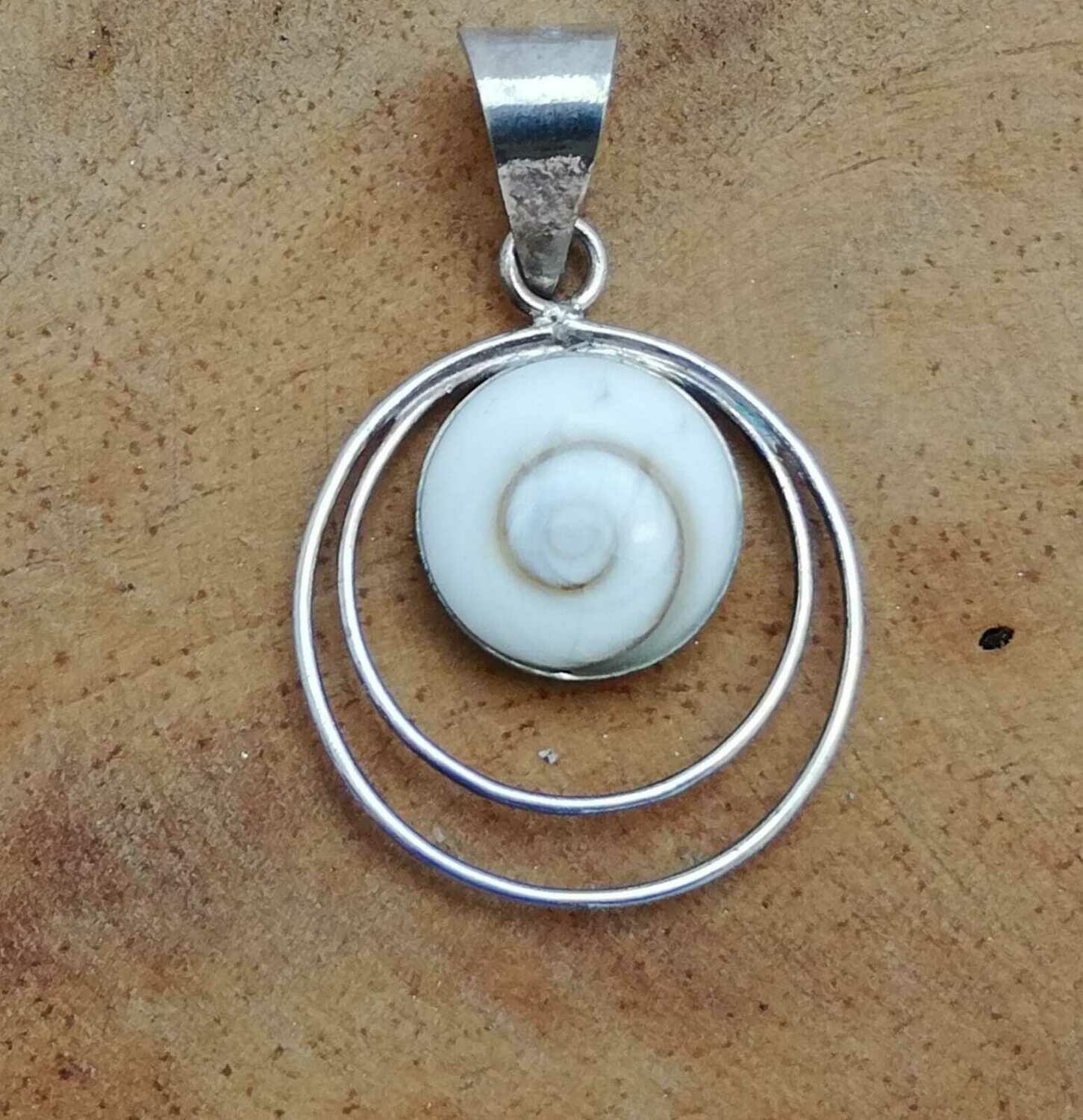 Shiva Auge in Silberfassung, 925 Sterling Silber