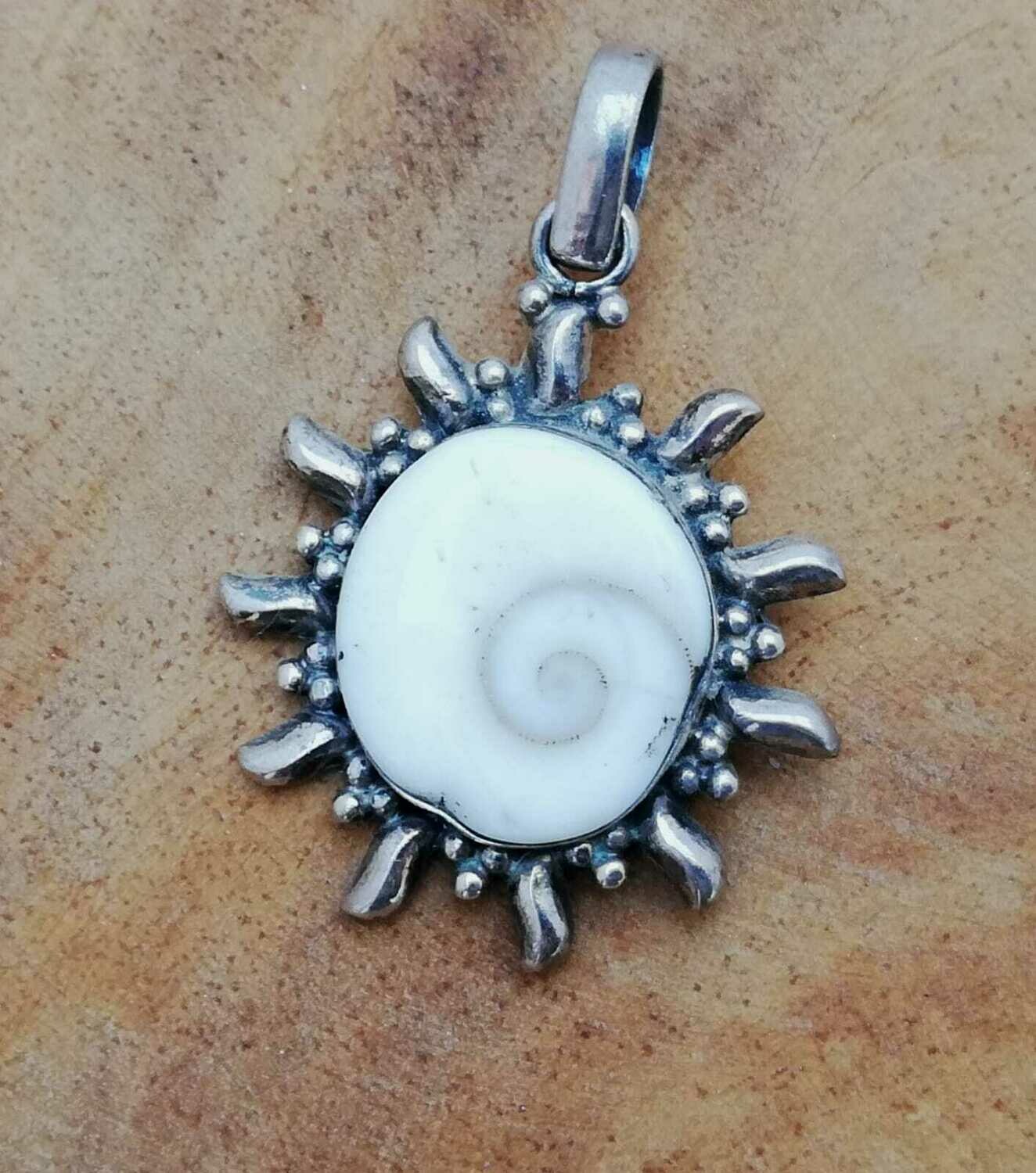Shiva Auge  als Sonne in Silberfassung, 925 Sterling Silber