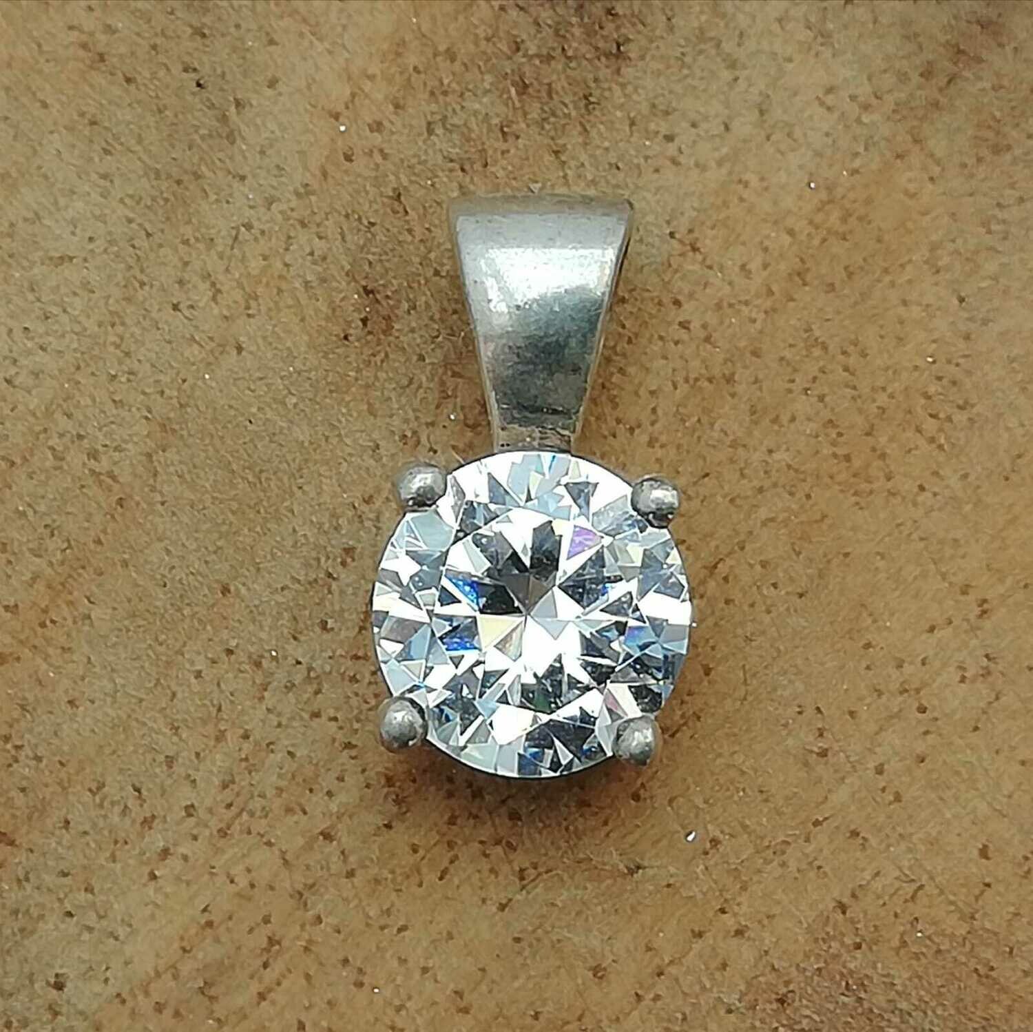 Zirkonia Solitaire in Silber Fassung, 925 Sterling Silber