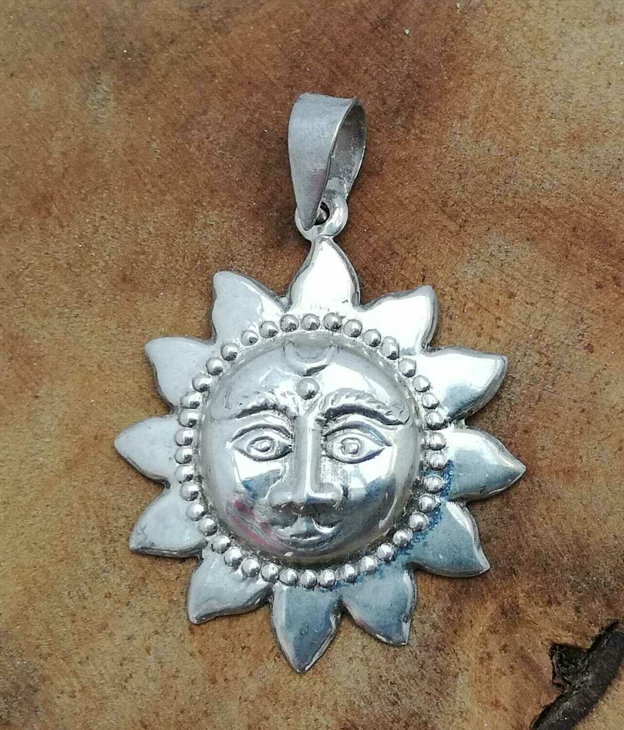 Indische Sonne 925 Sterling Silber Anhänger