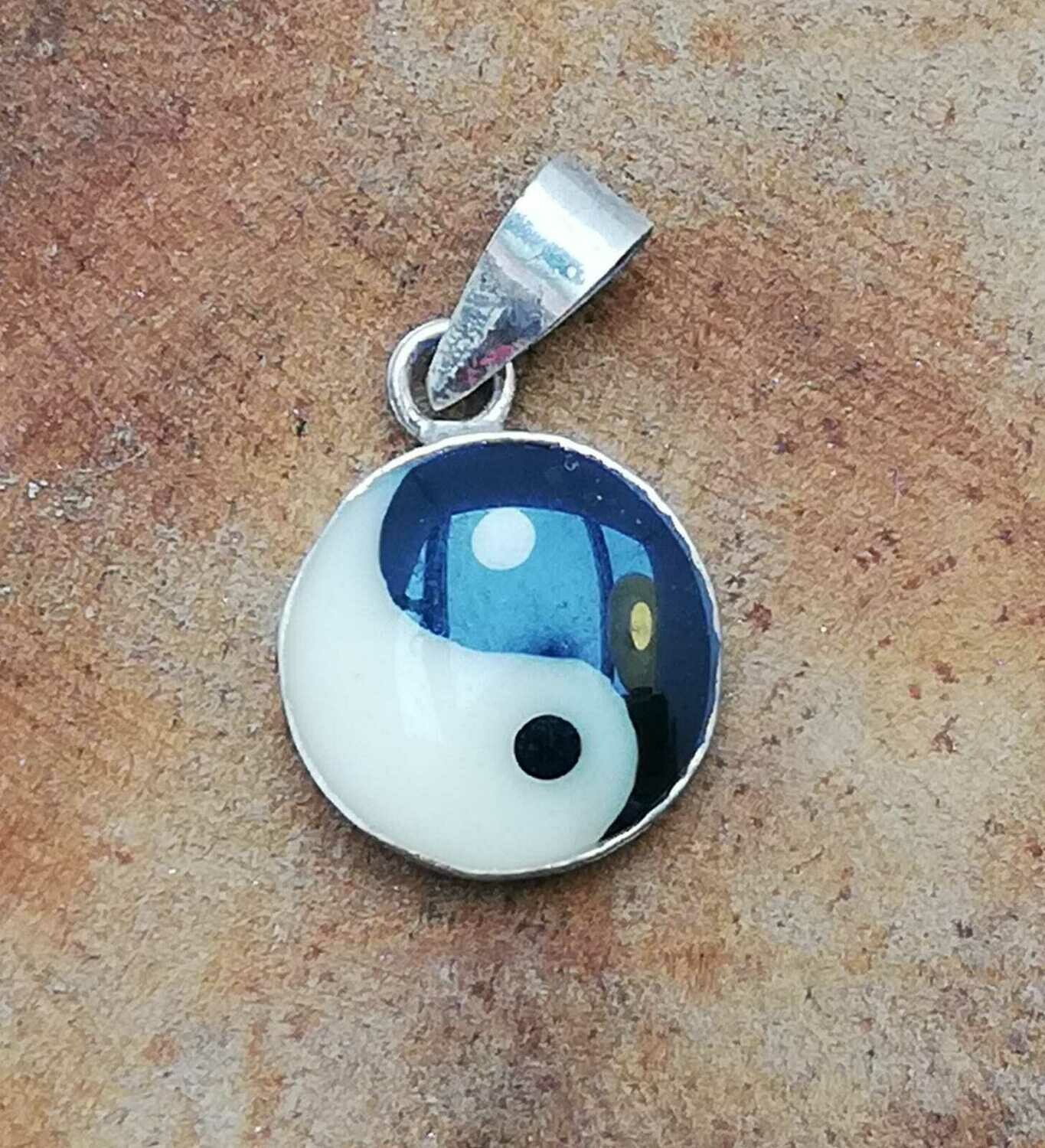 Yin Yan, 925 Sterling Silber Anhänger, 12mm Durchmesser