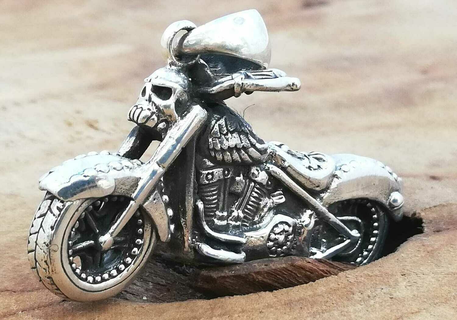 Chopper Motorrad, Echt Silber 925 Anhänger