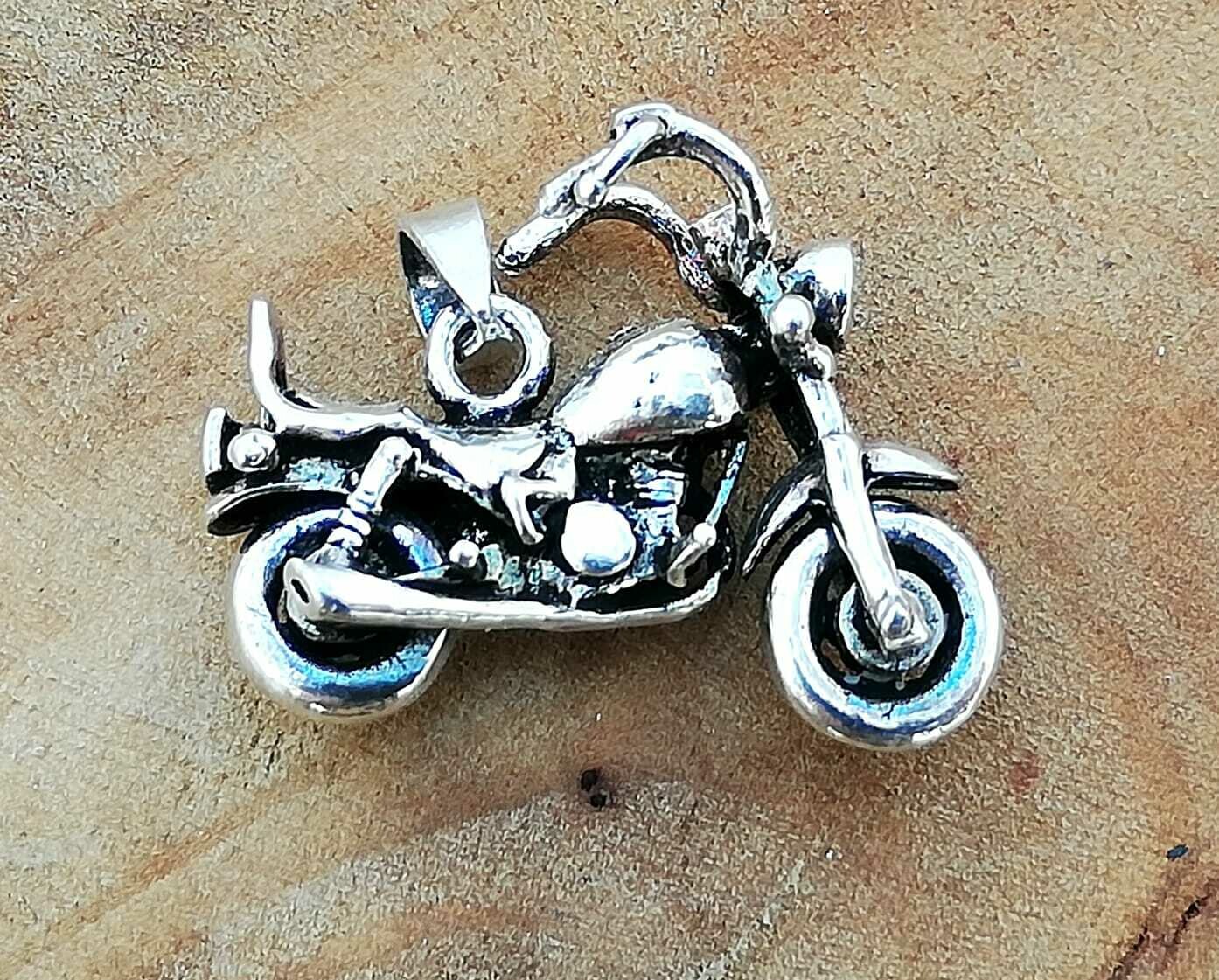 Echt Silber Chopper Motorrad, 925 Sterling Silber massiv,