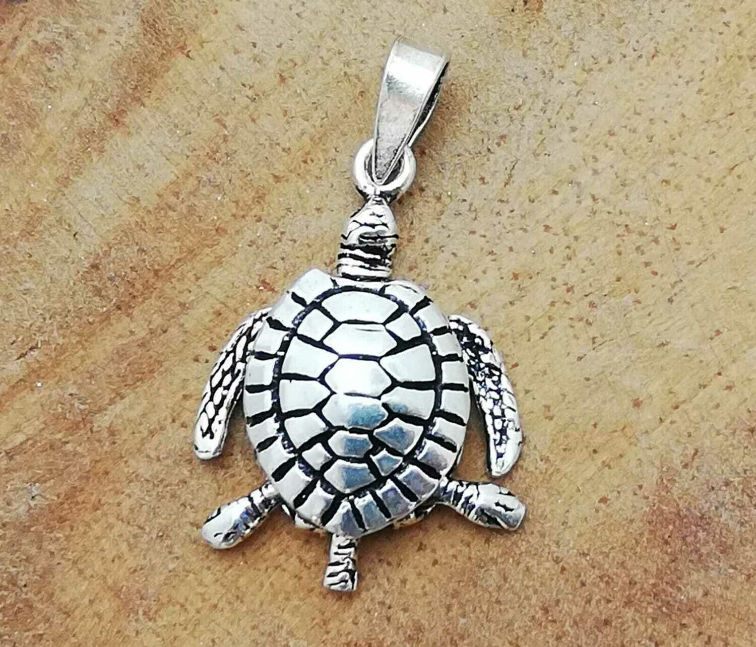 Schildkröte (beweglich), Echt Silber 925 Anhänger