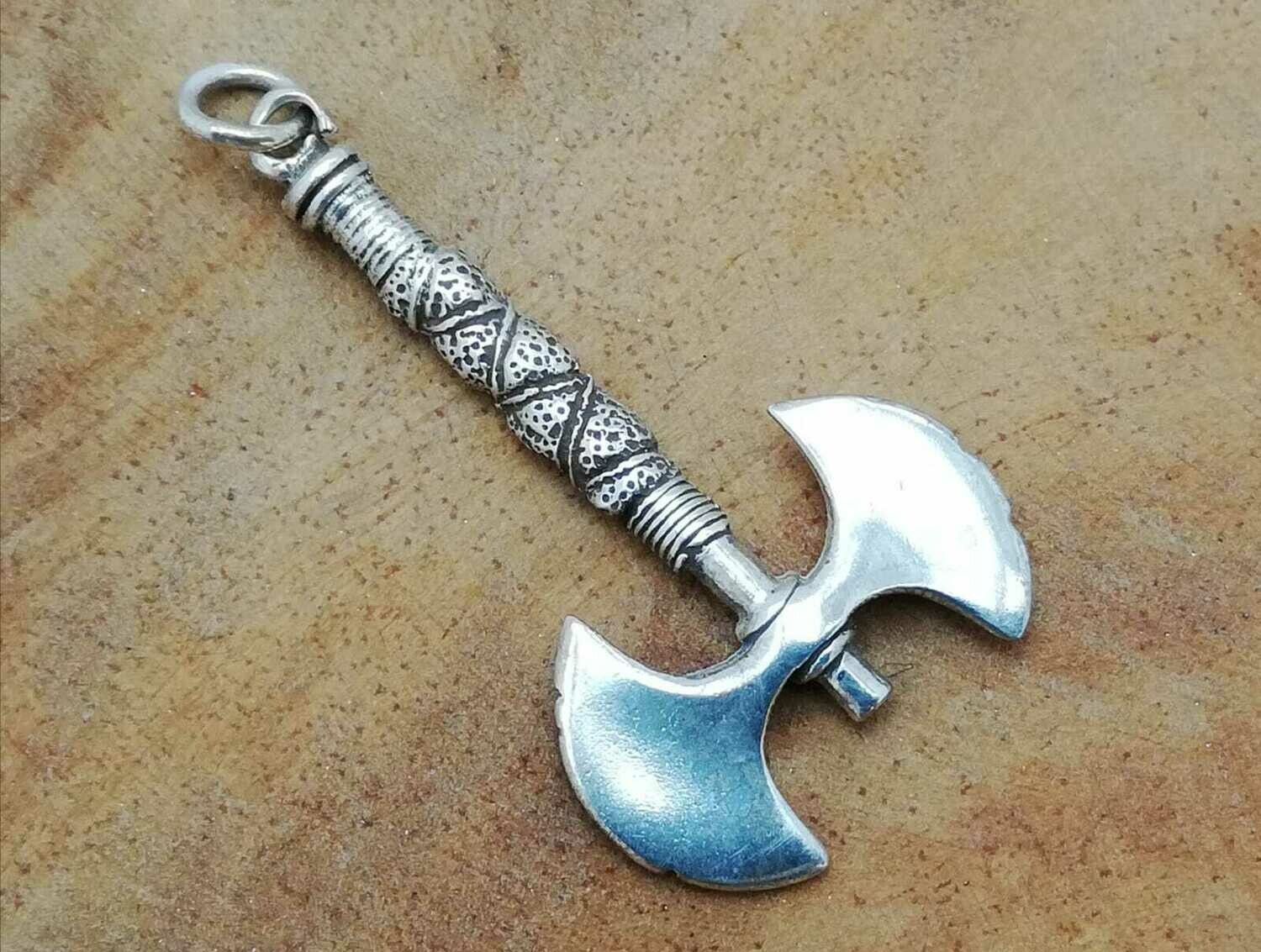 Doppel Axt, Wikinger Axt, Echt Silber 925 Anhänger