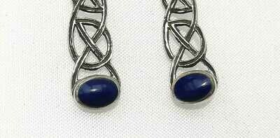 Echt Silber,Keltische Knoten Ohrringe mit Lapis Lazuli, Paarpreis