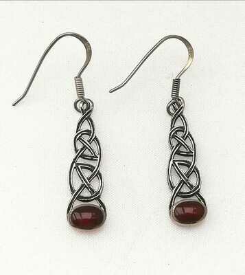 Echt Silber,Keltische Knoten Ohrringe mit rotem Achat Paarpreis