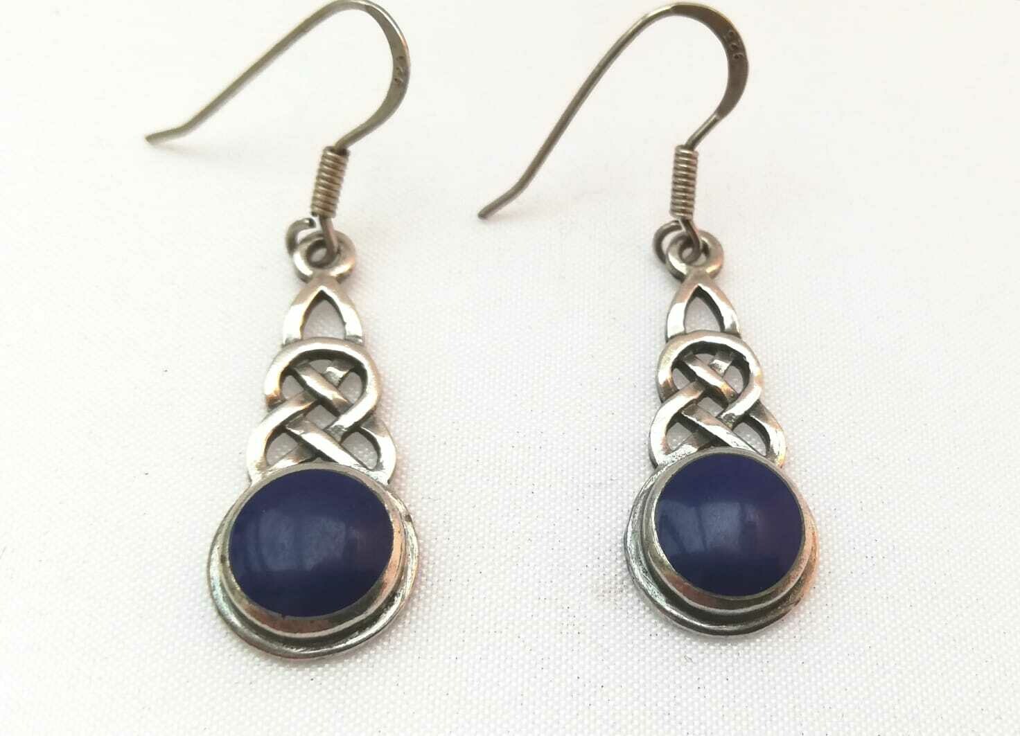 Keltische Knoten mit Lapis Lazuli Ohrringe, Silber 925,Paarpreis