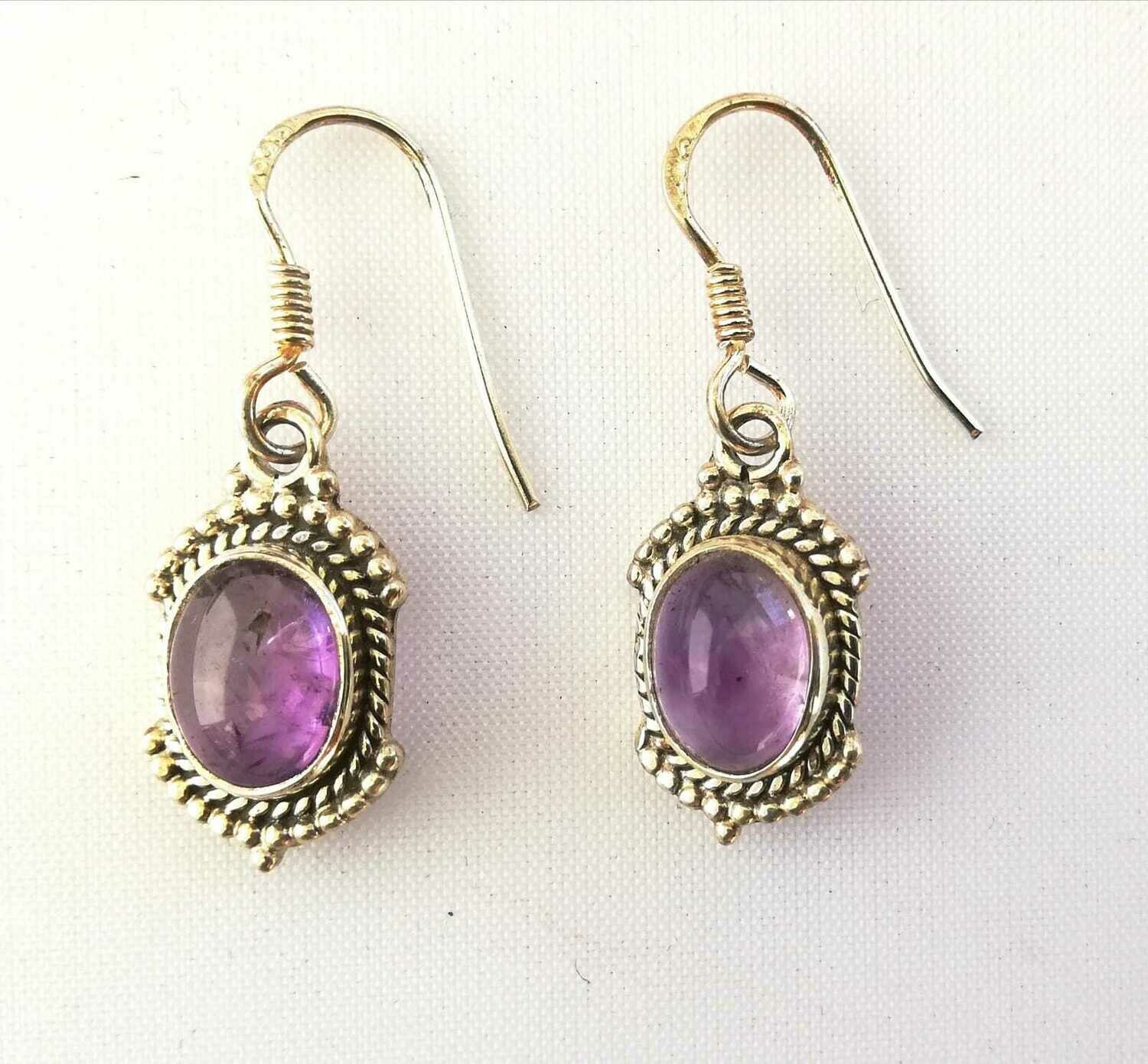Echt Amethyst  (Uruguay) Ohrringe, Silber 925, Paarpreis