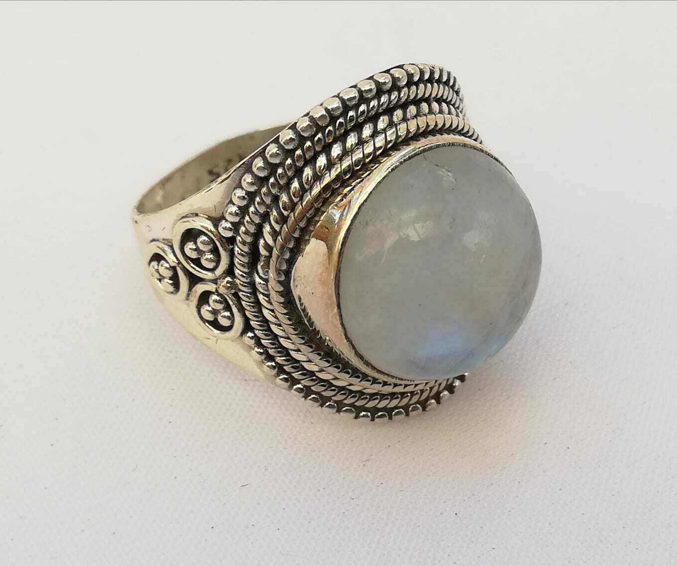 Mondstein Ring, 925 Echt Silber mit Ornamentik