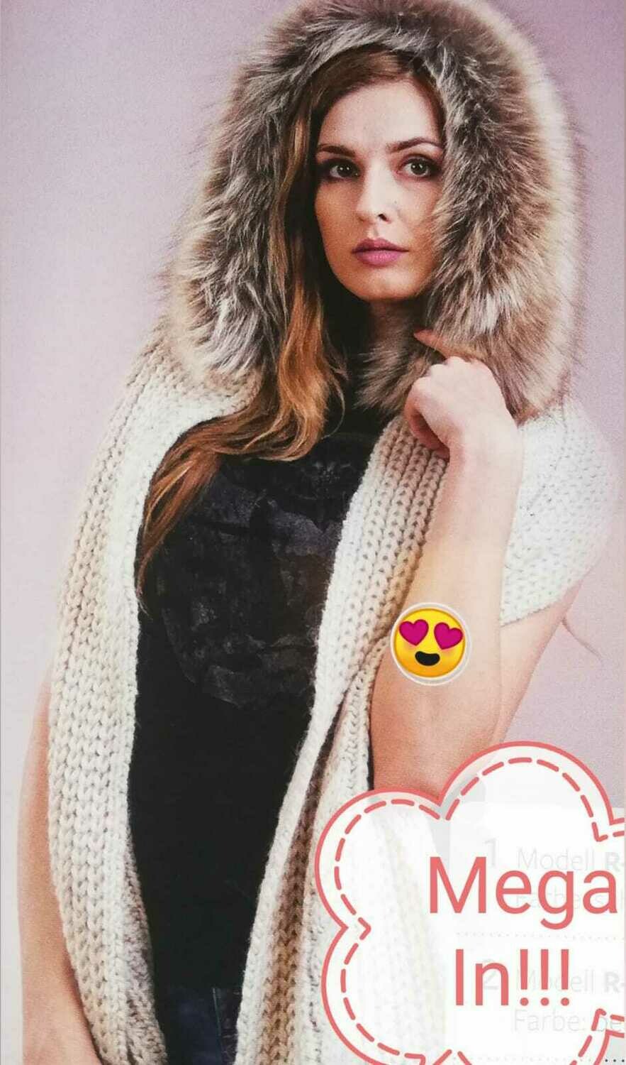 Mütze und Schal in einem, 100% Webpelz, wunderschön und luxuriös in Beige