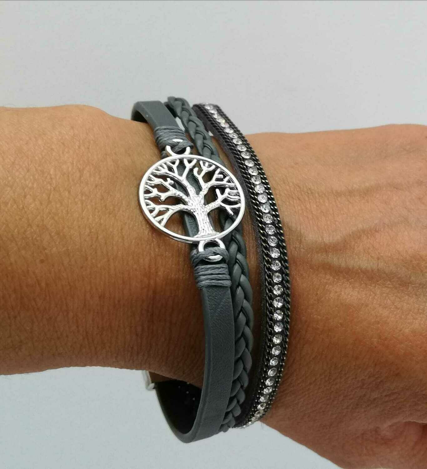 JewelryWe Lebensbaum Lederarmband Für Herren – Verstellbar, Mit Edelstahl-Platte & Magnetverschluss