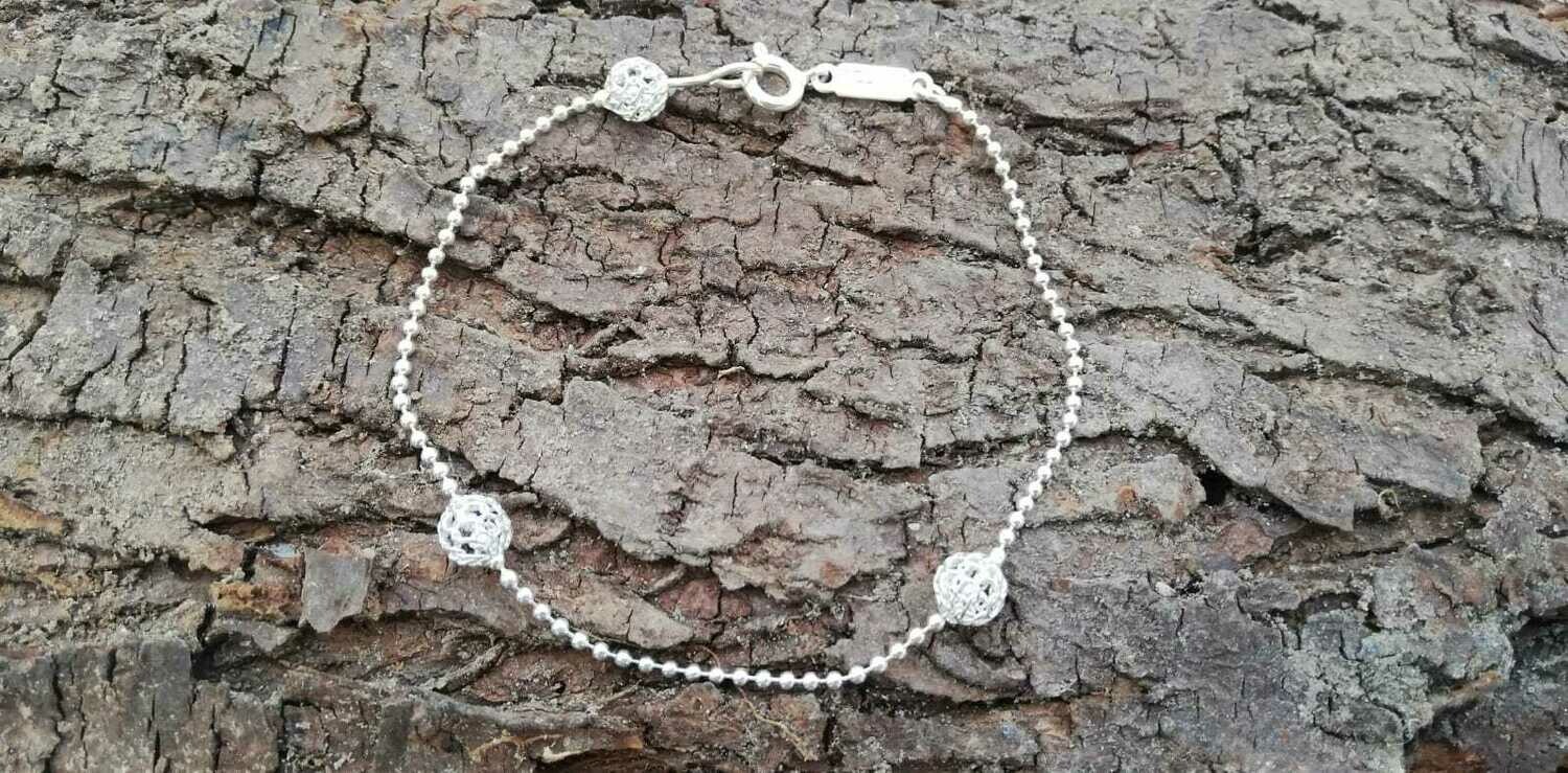 Filigranes Kugel Armband, Echt Silber (925)
